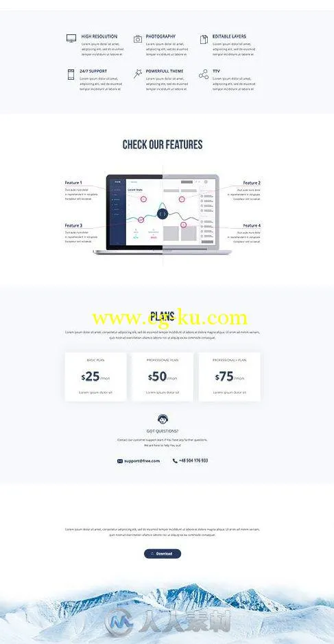 冰山背景网页设计PSD模板PSD Web Template - Enyo的图片1