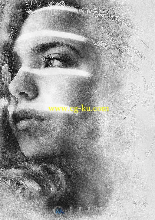 3D效果人物特效PS动作-sketch-photoshop-action-with-3d-pop-out-effect的图片3