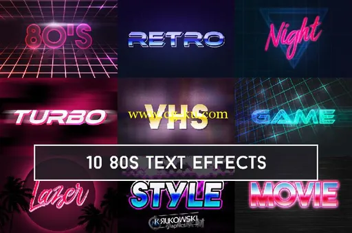 80年代复古风文字展示PSD模板80 s Retro Text Effect Mockup的图片1