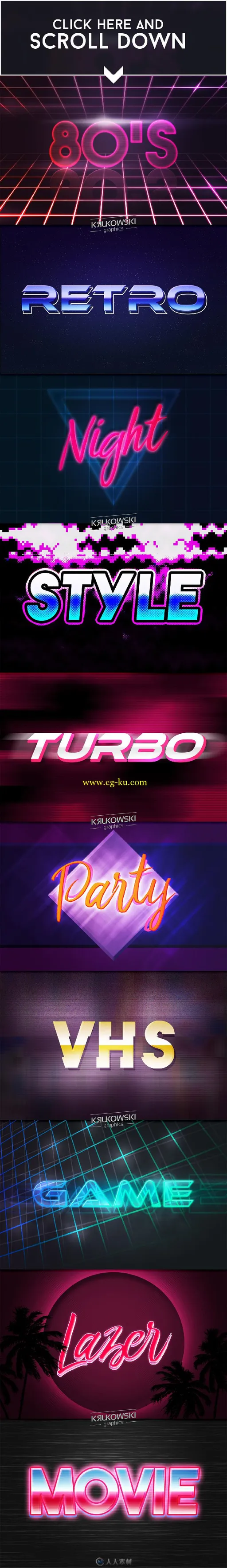 80年代复古风文字展示PSD模板80 s Retro Text Effect Mockup的图片2