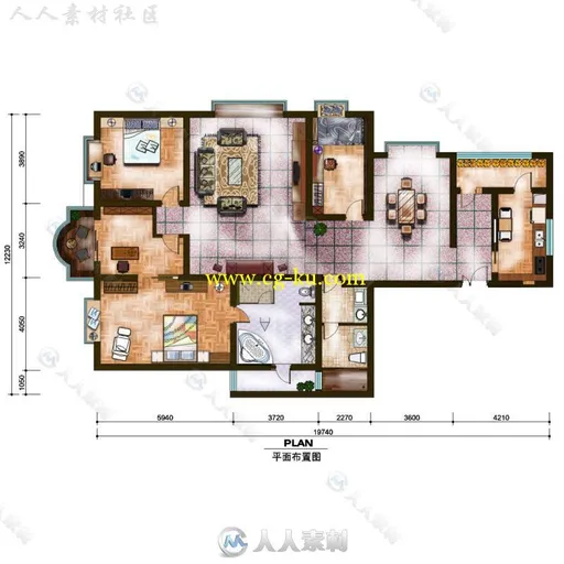 48款PSD格式彩色户型设计分层模板素材的图片1