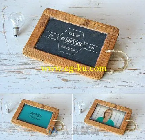 木质小相框展示PSD模板Tablet_Forever_Mockup的图片1