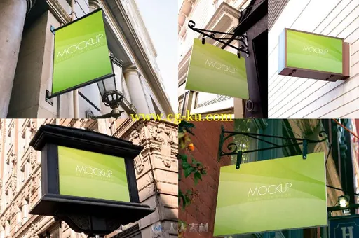 12款门店招牌展示PSD模板12 Signboard Display Sign Mockups的图片1
