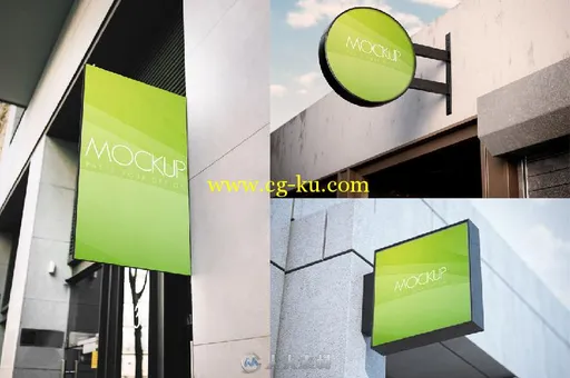 12款门店招牌展示PSD模板12 Signboard Display Sign Mockups的图片3