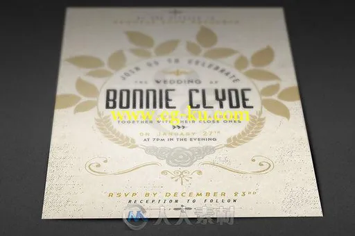 婚礼邀请函第三版PSD模板CM - Vintage Wedding Invitation III 411453的图片3