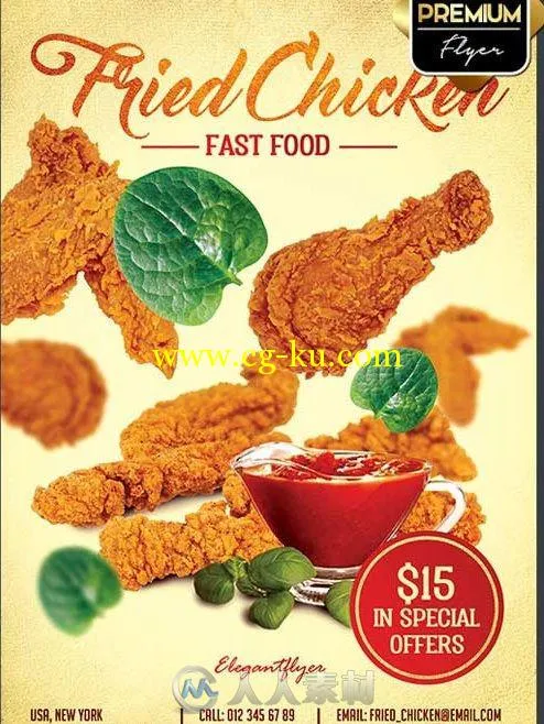 炸鸡宣传海报展示PSD模板Fried_Chicken的图片1