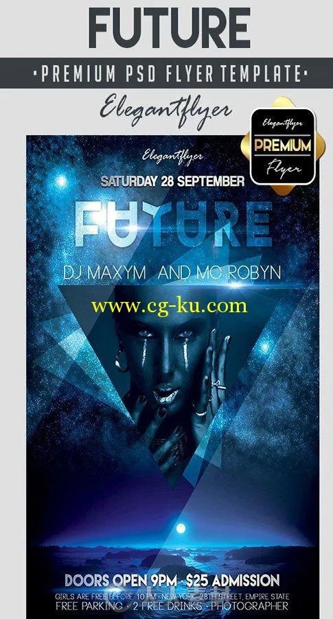 未来神秘宣传海报PSD模板Future – Flyer PSD Template + Facebook Cover的图片1