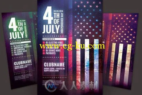 7月4日纪念日宣传海报PSD模板July 4th & Memorial Day Flyer Bundle的图片2
