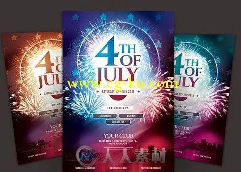 7月4日纪念日宣传海报PSD模板July 4th & Memorial Day Flyer Bundle的图片3