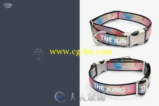 炫彩狗环宠物项圈展示PSD模板Dog Collar Mockup的图片1