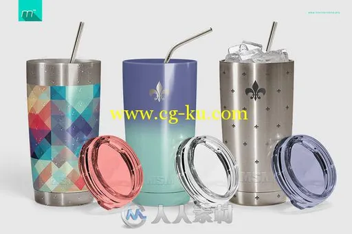 20盎司不锈钢饮料杯展示PSD模板20 oz Stainless Tumbler Mock-up的图片3