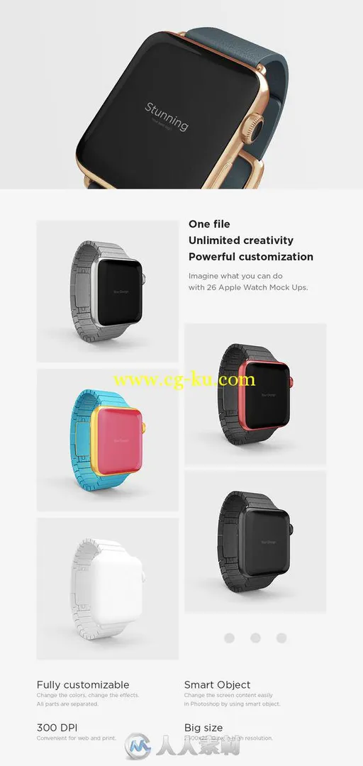 applewatch多款式多彩展示PSD模板Watch Mock Ups Bundle的图片3