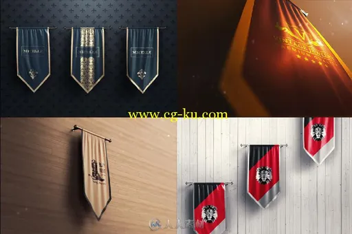 10款真实3D旗帜展示PSD模板10 Realistic 3D Flags Mock-Up的图片2