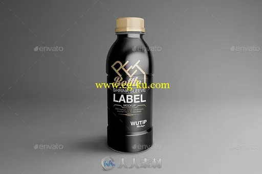 宽体塑料饮料瓶包装展示PSD模板PET Bottle Shrink Sleeve Label Mockup的图片1