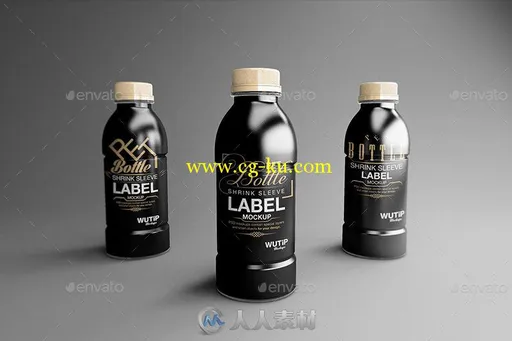 宽体塑料饮料瓶包装展示PSD模板PET Bottle Shrink Sleeve Label Mockup的图片3