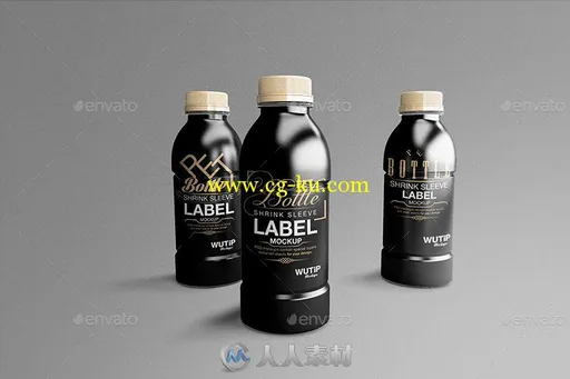 宽体塑料饮料瓶包装展示PSD模板PET Bottle Shrink Sleeve Label Mockup的图片4