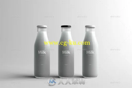 牛奶瓶包装展示PSD模板milk-bottle-packaging-mock-up的图片1