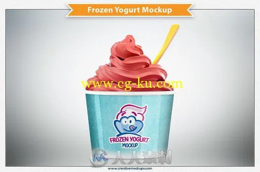 冰冻酸奶碗展示PSD模板Frozen_Yogurt_Bowl_Mockup的图片1