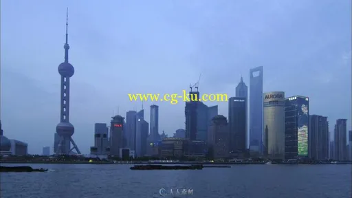 上海东方明珠快速船流从白天到黑夜视频素材的图片1