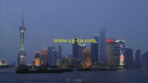 上海东方明珠快速船流从白天到黑夜视频素材的图片2