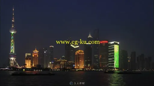 上海东方明珠快速船流从白天到黑夜视频素材的图片3