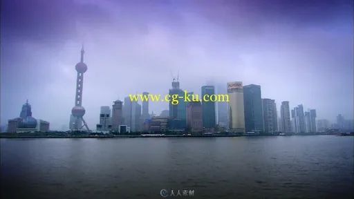 上海东方明珠全景快速船流视频素材的图片2