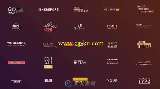 60组时尚简单的标题动画AE模板 Videohive 60 Titles Pack 16091997的图片10