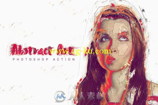 创意吸引彩色绘画特效PS动作Abstract Art的图片1