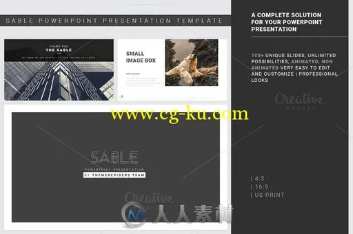 黑白主题PPT模板Sable Powerpoint Template的图片4