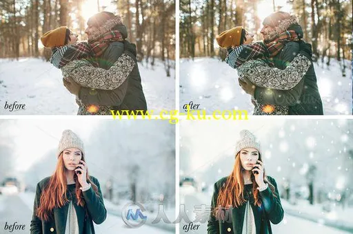 冬季微风和雪花表现lightroom预设Winter Breeze Presets + Brushes Snowflakes的图片3