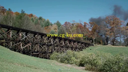 国外蒸汽火车呼啸而过视频素材的图片1