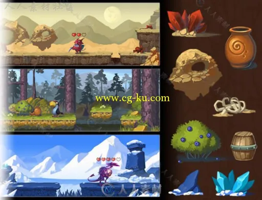 3种类型的平台游戏的地图贴图和材质Unity2D素材资源的图片1
