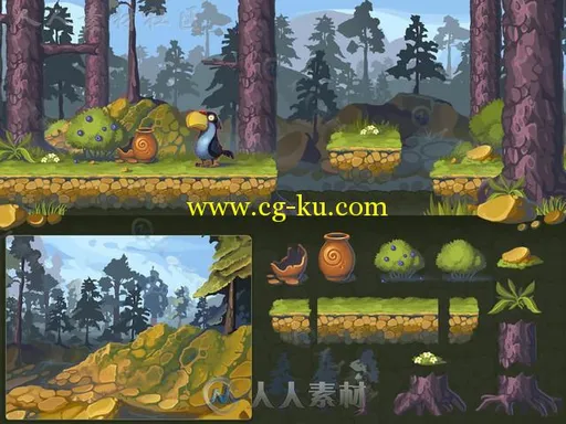 3种类型的平台游戏的地图贴图和材质Unity2D素材资源的图片3