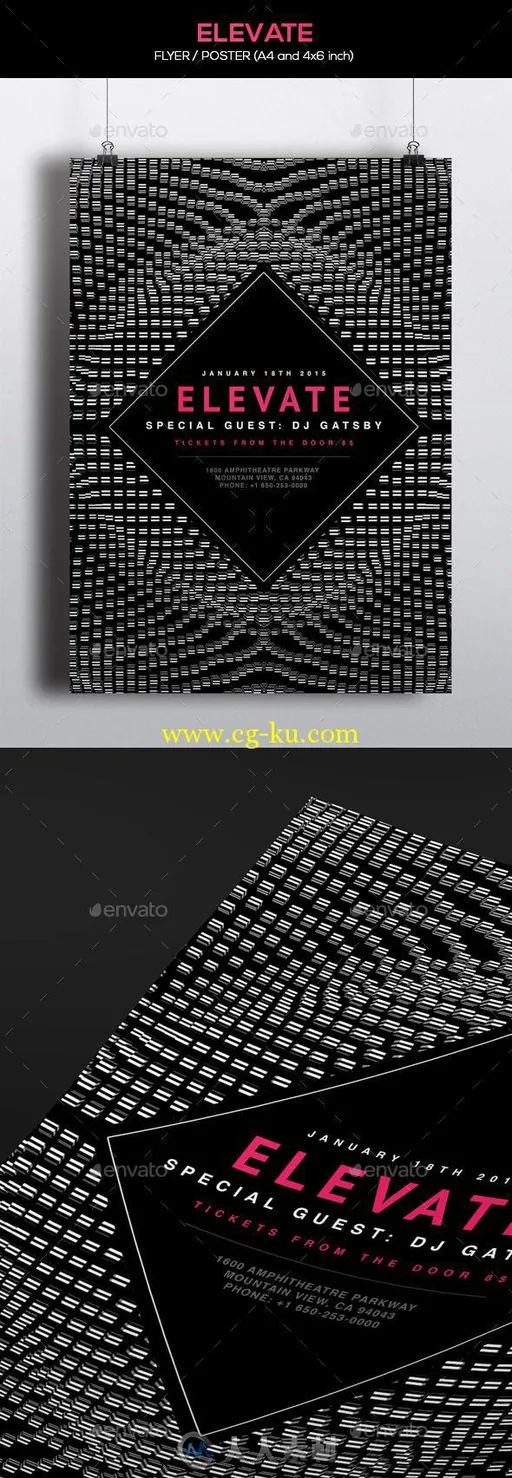 创意3D波浪效果宣传海报PSD模版的图片1