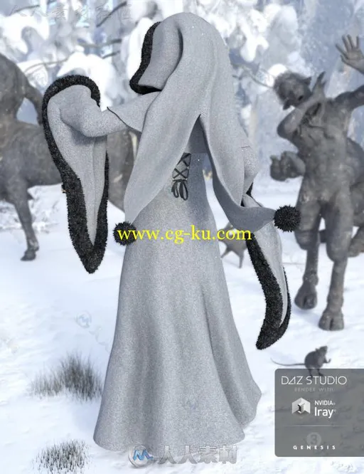 冬季女性大衣与灯笼3D模型合辑的图片3