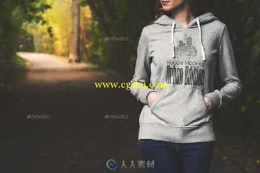 多款女性连衣帽杉模特实景展示PSD模板hoodie-mock-up-urban-edition-13206937的图片1
