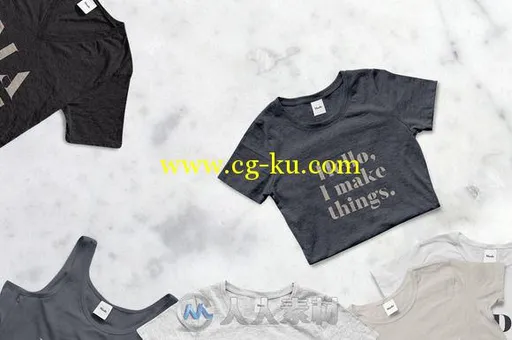 12款暗色T恤背心展示PSD模板MADE 12 Apparel Mockups的图片2