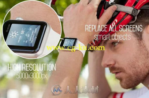 10款applewatch自行车运动展示PSD模板10 Cycling Apple Watch Mockups的图片2