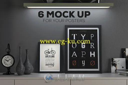 黑色边框海报相框展示PSD模板Poster Frame Mockup Set的图片1