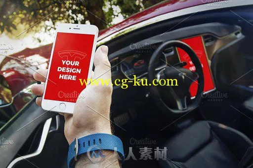 15款特斯拉车内手持苹果产品展示PSD模板15 Tesla Mockups iPhone 7 SE iPad的图片9