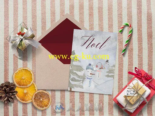 水彩风格冬日雪人插画展示PSD模板Snowman Scene Creator & Clipart的图片2