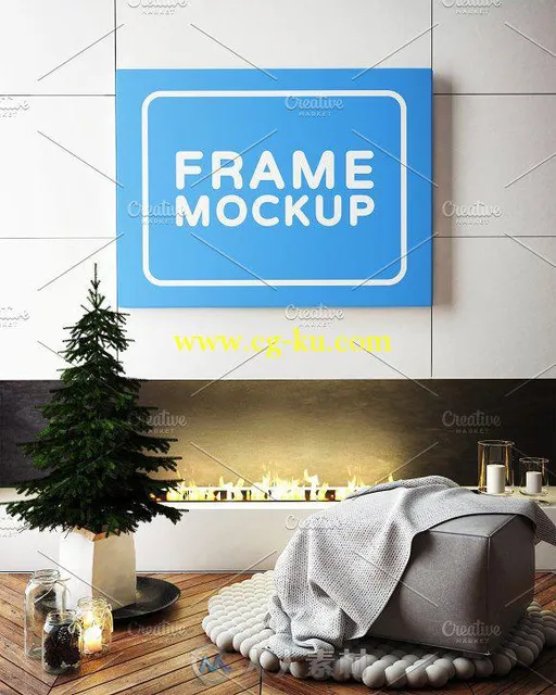 11款室内大型画框场景展示PSD模板Landscape Frame Mockup的图片1