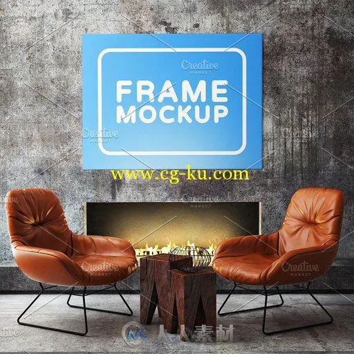11款室内大型画框场景展示PSD模板Landscape Frame Mockup的图片3