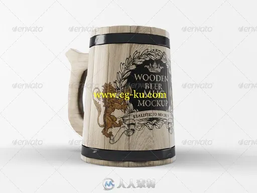 木制啤酒杯展示PSD模板wooden-beer-mug-mock-up-8435828的图片3