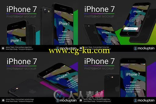 黑色IPHONE7展示PSD模板Iphone 7 Mockup Black Full Pack的图片1