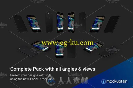 黑色IPHONE7展示PSD模板Iphone 7 Mockup Black Full Pack的图片3