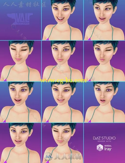 女性可爱的动漫式姿势和表情3D模型合辑的图片4