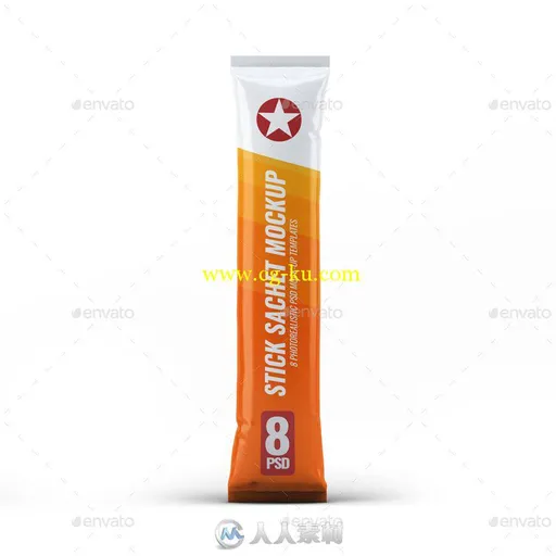 感冒药便携冲剂包装展示PSD模板stick-sachet-mock-up-18701384的图片1