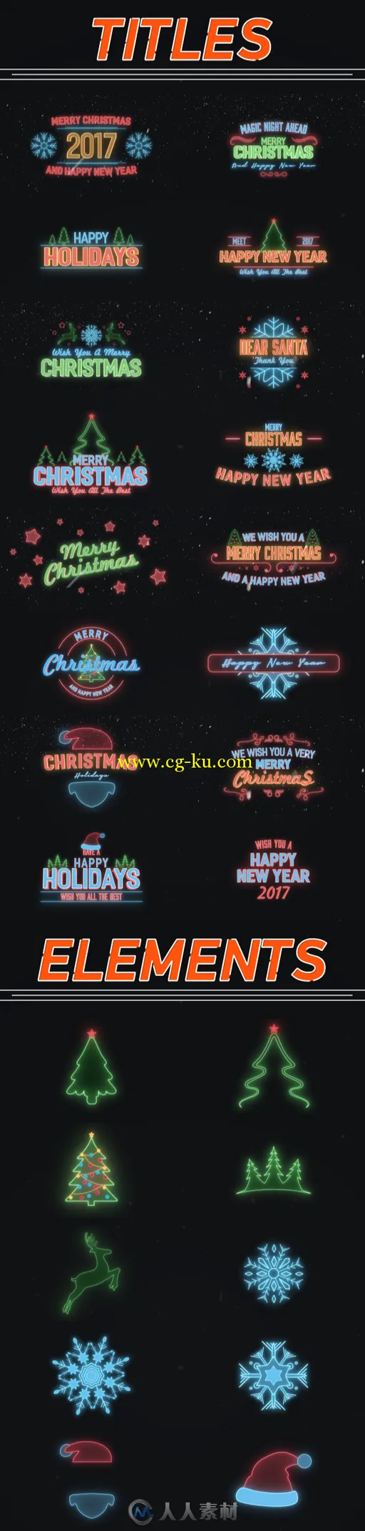 20款3D效果圣诞节标题动画AE模板 Videohive 20 Christmas Titles 19068504的图片1