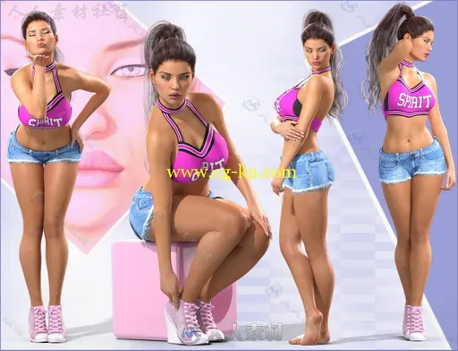 美丽栩栩如生的女性有趣的姿势和表情3D模型合辑的图片2